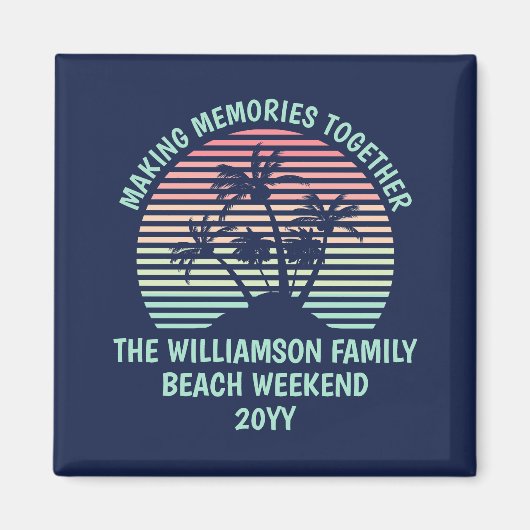 カスタムファミリーバケーションレトロトロピカルビーチトリップ マグネット (正面)