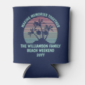 カスタムファミリーバケーションレトロトロピカルビーチトリップ 缶クーラー (正面)