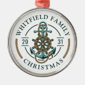 カスタムファミリーバケーション航海のボートトリップ メタルオーナメント (正面)
