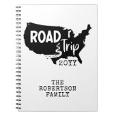 カスタムファミリーバケーション |ファミリーロードトリップ米国の地図 ノートブック (正面)