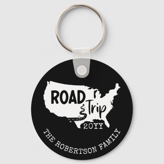 カスタムファミリーバケーション |家族旅行アメリカの地図 キーホルダー (正面)