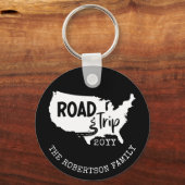 カスタムファミリーバケーション |家族旅行アメリカの地図 キーホルダー (正面)