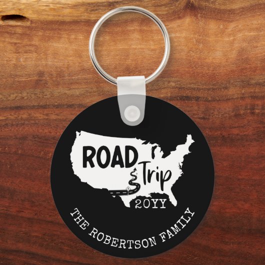 カスタムファミリーバケーション |家族旅行アメリカの地図 キーホルダー (正面)