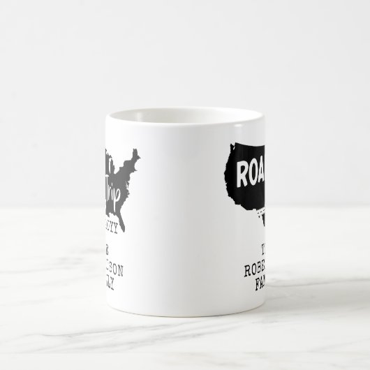 カスタムファミリーバケーション |家族旅行アメリカの地図 コーヒーマグカップ (中央)