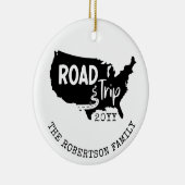 カスタムファミリーバケーション |家族旅行アメリカの地図 セラミックオーナメント (右)