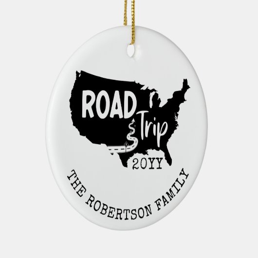 カスタムファミリーバケーション |家族旅行アメリカの地図 セラミックオーナメント (右)