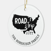 カスタムファミリーバケーション |家族旅行アメリカの地図 セラミックオーナメント (左)