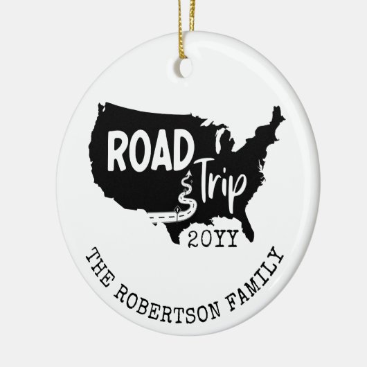 カスタムファミリーバケーション |家族旅行アメリカの地図 セラミックオーナメント (左)