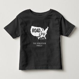 カスタムファミリーバケーション  家族旅行アメリカの地図 トドラーTシャツ