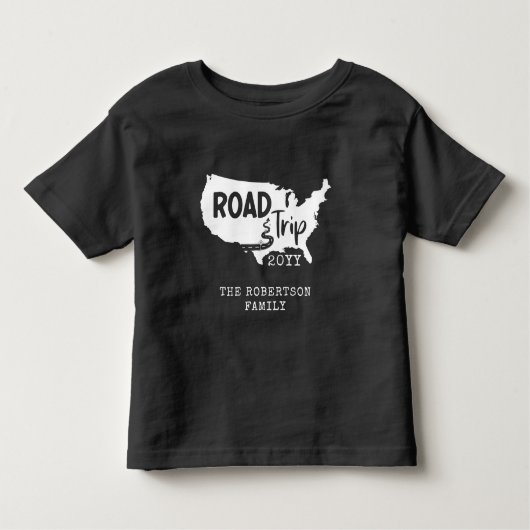 カスタムファミリーバケーション |家族旅行アメリカの地図 トドラーTシャツ (正面)