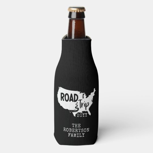 カスタムファミリーバケーション |家族旅行アメリカの地図 ボトルクーラー (ボトル正面)