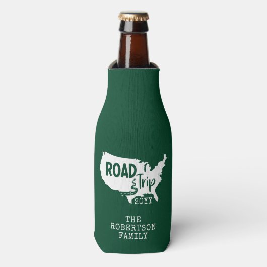 カスタムファミリーバケーション |家族旅行アメリカの地図 ボトルクーラー (ボトル正面)