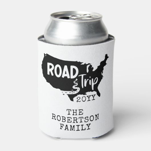カスタムファミリーバケーション |家族旅行アメリカの地図 缶クーラー (缶正面)