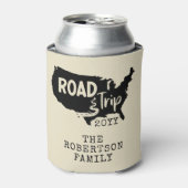 カスタムファミリーバケーション |家族旅行アメリカの地図 缶クーラー (缶正面)