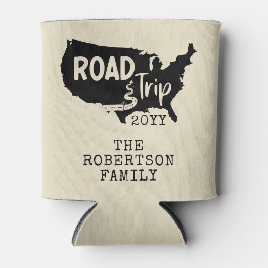 カスタムファミリーバケーション |家族旅行アメリカの地図 缶クーラー (正面)