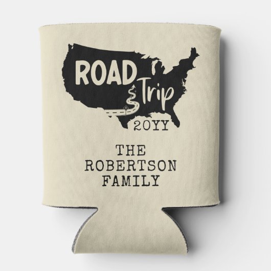 カスタムファミリーバケーション |家族旅行アメリカの地図 缶クーラー (裏面)
