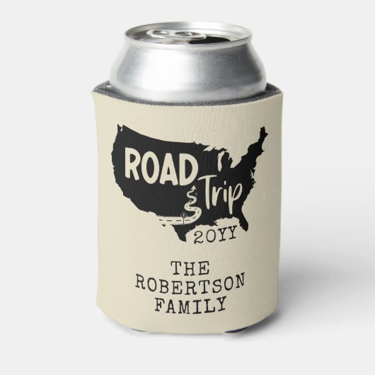 カスタムファミリーバケーション |家族旅行アメリカの地図 缶クーラー (缶裏面)