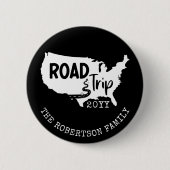 カスタムファミリーバケーション |家族旅行アメリカの地図 缶バッジ (正面)