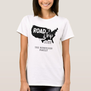 カスタムファミリーバケーション  家族旅行アメリカの地図 Tシャツ