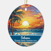 カスタムファミリーバハマフェイクバケーションステンドグラス セラミックオーナメント (左)