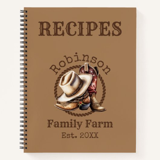 カスタムファミリーファームウエスタンカウボーブーツレシピ ノートブック (正面)