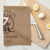 カスタムファミリーファームウエスタンカウボーブーツ キッチンタオル (四つ折り)