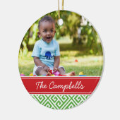 カスタムファミリーフォトキープサケホリデーオーナメント セラミックオーナメント (左)