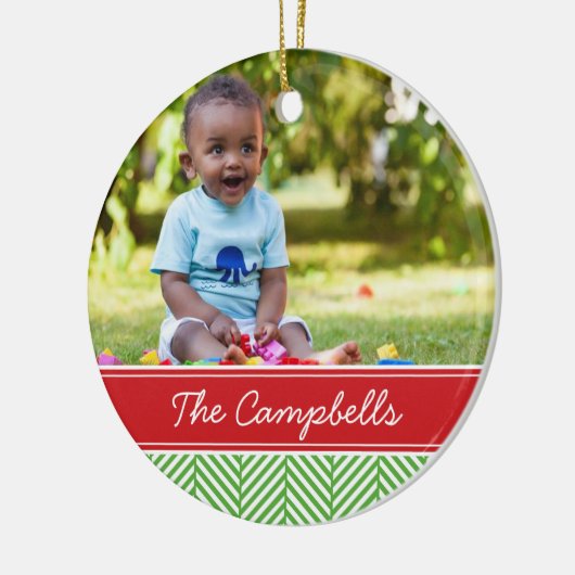 カスタムファミリーフォトキープサケホリデーオーナメント セラミックオーナメント (左)