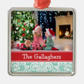 カスタムファミリーフォトキープサケホリデーオーナメント メタルオーナメント (正面)