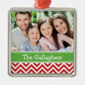 カスタムファミリーフォトキープサケホリデーオーナメント メタルオーナメント (正面)