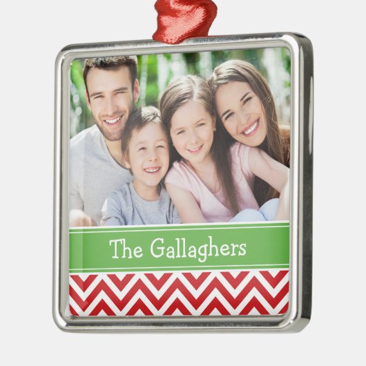 カスタムファミリーフォトキープサケホリデーオーナメント メタルオーナメント (左)