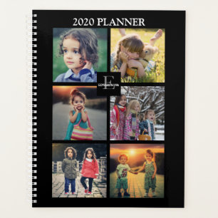 カスタムファミリーフォトコラージュブラック プランナー手帳