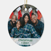 カスタムファミリーフォトホリデーセラミックオーナメント セラミックオーナメント (左)