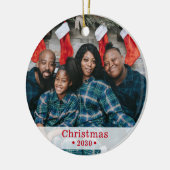 カスタムファミリーフォトホリデーセラミックオーナメント セラミックオーナメント (左)