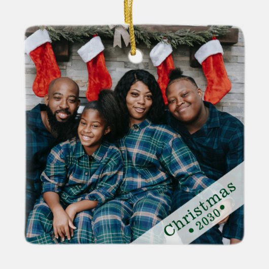 カスタムファミリーフォトホリデーセラミックオーナメント セラミックオーナメント (正面)