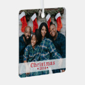 カスタムファミリーフォトホリデーメタルオーナメント メタルオーナメント (正面右)