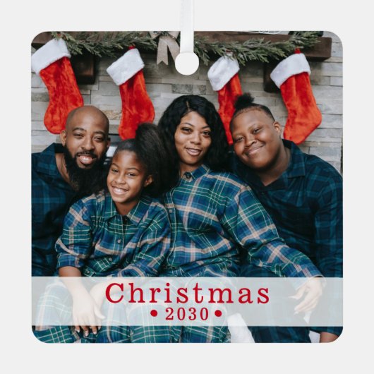 カスタムファミリーフォトホリデーメタルオーナメント メタルオーナメント (正面)