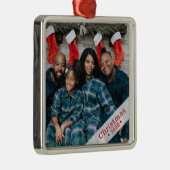 カスタムファミリーフォトホリデー メタルオーナメント (右)