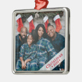 カスタムファミリーフォトホリデー メタルオーナメント (左)