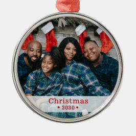 カスタムファミリーフォトホリデー メタルオーナメント