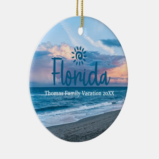 カスタムファミリーフロリダバケーションクリスマスツリー セラミックオーナメント (右)