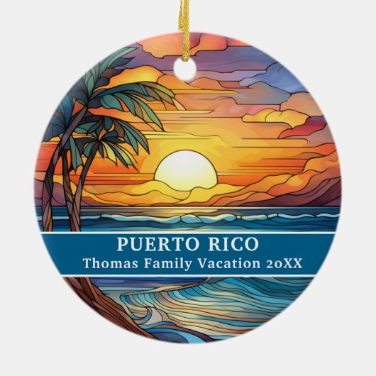 カスタムファミリープエルトリコ旅行ステンドガフェイクラス セラミックオーナメント (裏面)
