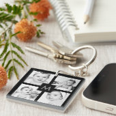 カスタムファミリーベビーフォトコラージュイニシャルブラック キーホルダー (正面右)