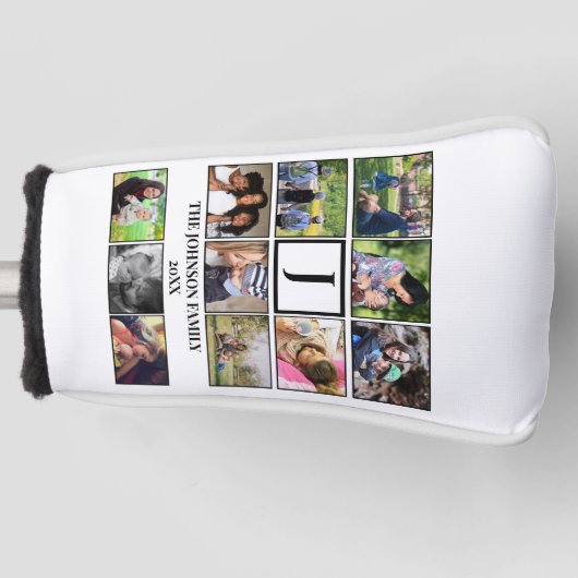 カスタムファミリーモノグラム11フォトコラージュ ゴルフヘッドカバー (正面)