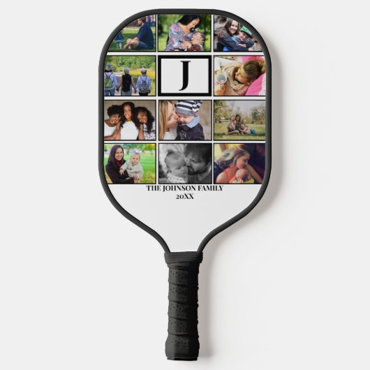 カスタムファミリーモノグラム11フォトコラージュ ピックルボールラケット (裏面)