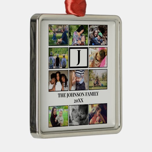 カスタムファミリーモノグラム11フォトコラージュ メタルオーナメント (右)