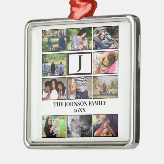 カスタムファミリーモノグラム11フォトコラージュ メタルオーナメント (左)