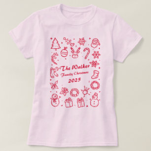 カスタムファミリーヤークリスマスハンドドロイドゥードゥルズ Tシャツ