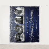 カスタムファミリーリユニオンバナー、7枚の写真付きブルーシルバー タペストリー (正面)