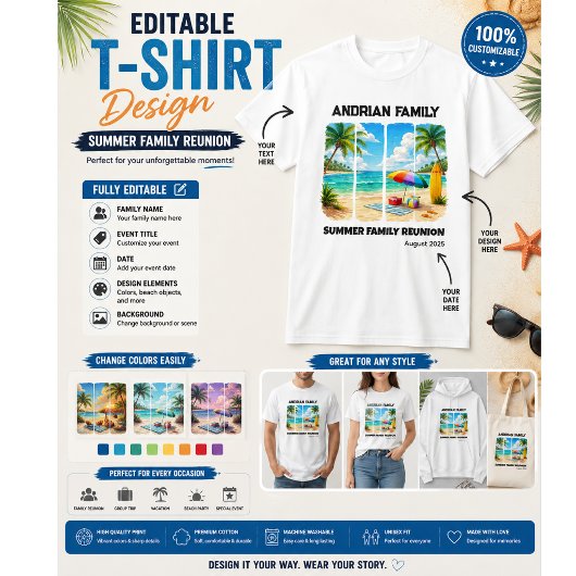 カスタムファミリーリユニオン - 夏の家族再会 Tシャツ